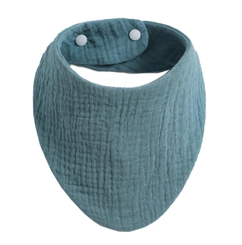 Hydrofiele Slabber / Kwijlslab – Zacht Katoen met Verstelbare Drukknoopjes - Grijsblauw