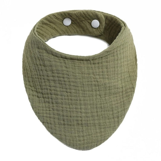 Hydrofiele Slabber / Kwijlslab – Zacht Katoen met Verstelbare Drukknoopjes - Khaki