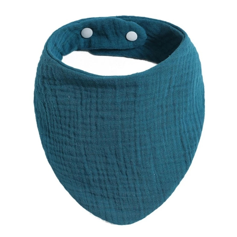 Hydrofiele Slabber / Kwijlslab – Zacht Katoen met Verstelbare Drukknoopjes - Petrolblauw