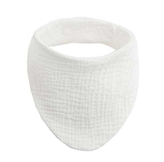 Hydrofiele Slabber / Kwijlslab – Zacht Katoen met Verstelbare Drukknoopjes - Wit