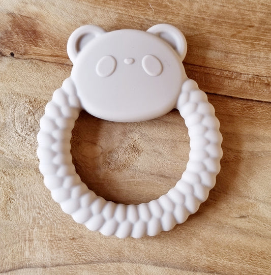 Siliconen Bijtring Pandabeer Zand