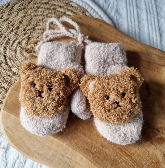 Baby Handschoenen / Wanten Met Teddy Beertje - Zand