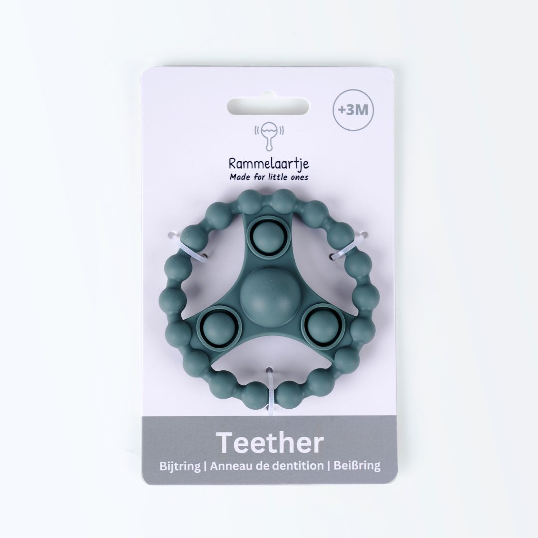 Siliconen Bijtring met Pop-it - Groen