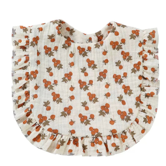 Zachte hydrofiele slabber met ruches en schattige mandarijnen print