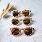 Baby- en kinder zonnebril UV400 gestreept - Zachtroze / Camel