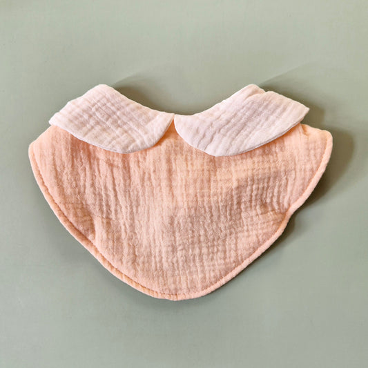 3-laags Hydrofiele Slabber / Kwijlslab met schattig kraagje - Beige