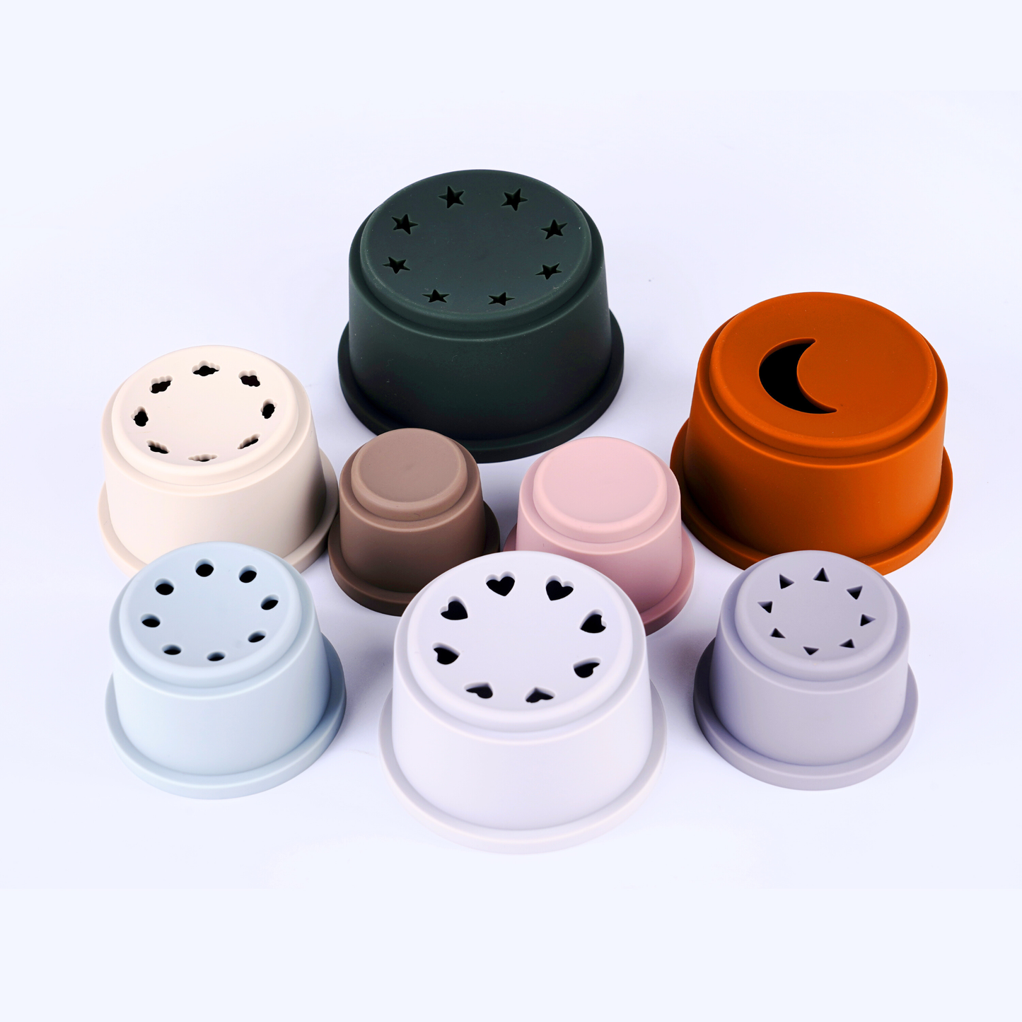 Rammelaartje Set van 8 Siliconen Stapelbekers