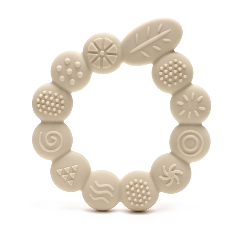 Siliconen bijtring met texturen Leaf - Beige