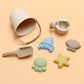Siliconen emmer met gieter, schep en vormpjes - Beige