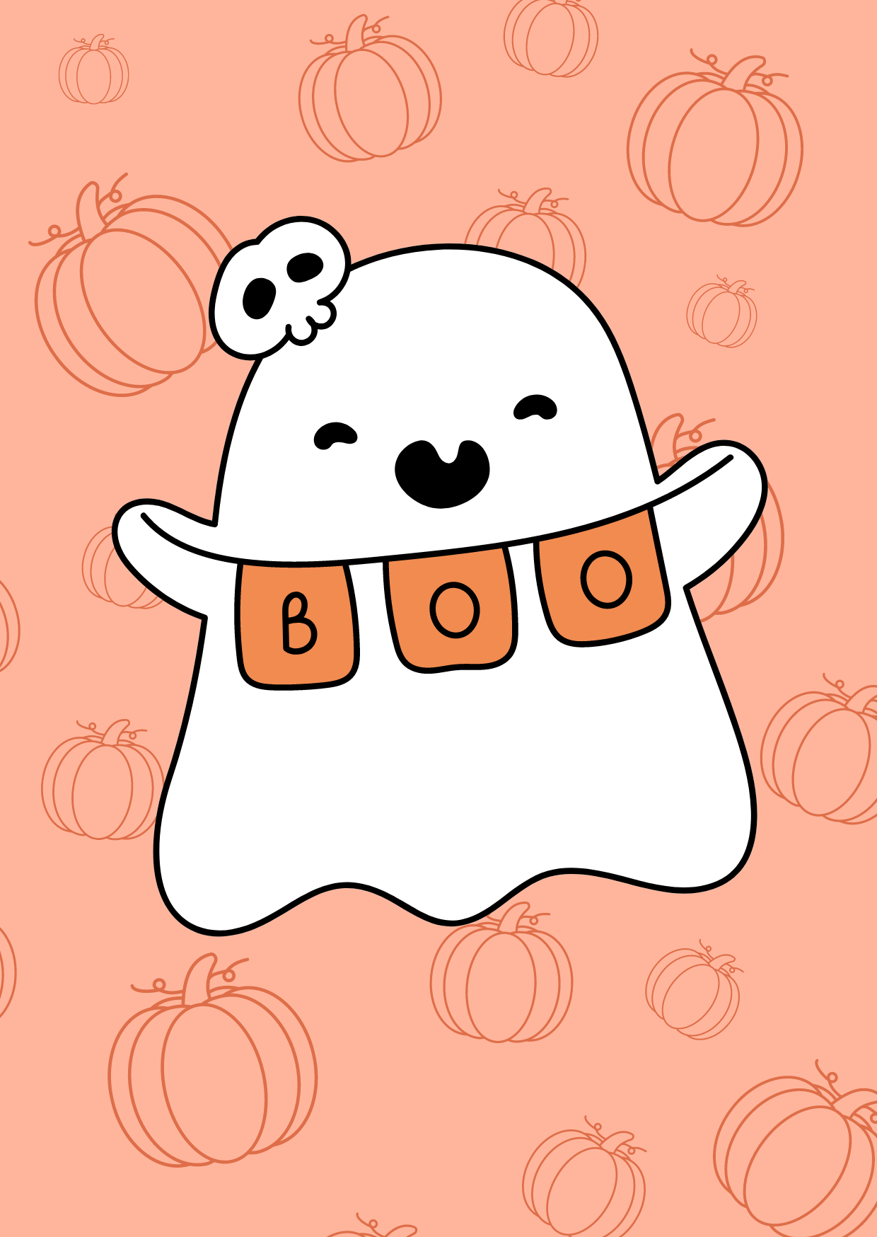 Kaart + envelop Halloween Spook Boo