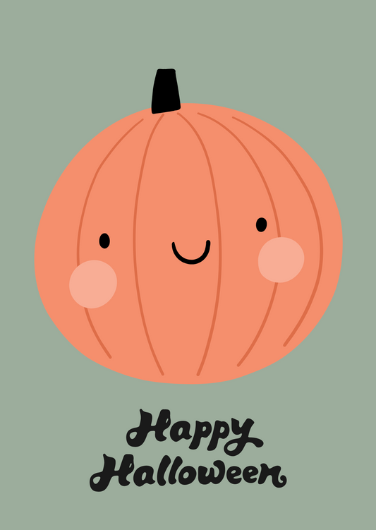Kaart + envelop Happy Halloween Pompoen