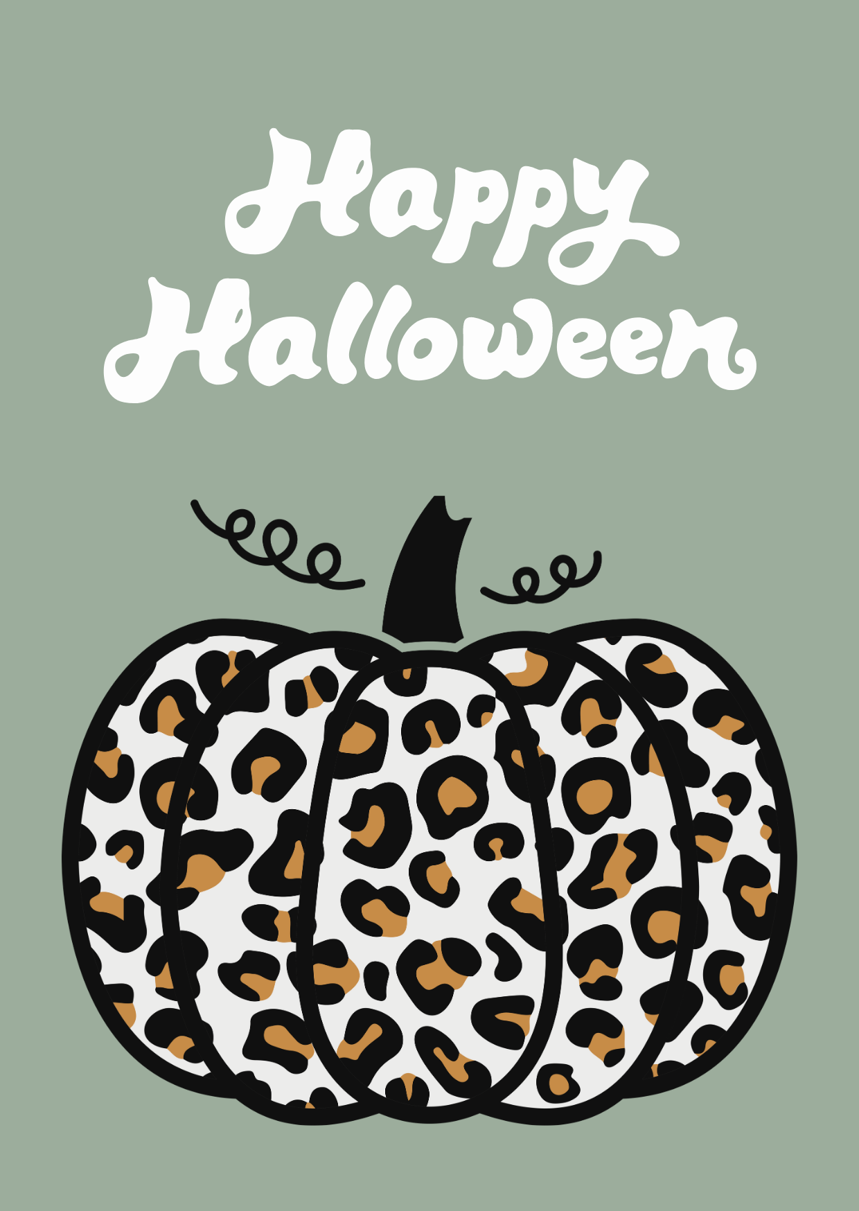 Kaart + envelop Halloween luipaard print pompoen