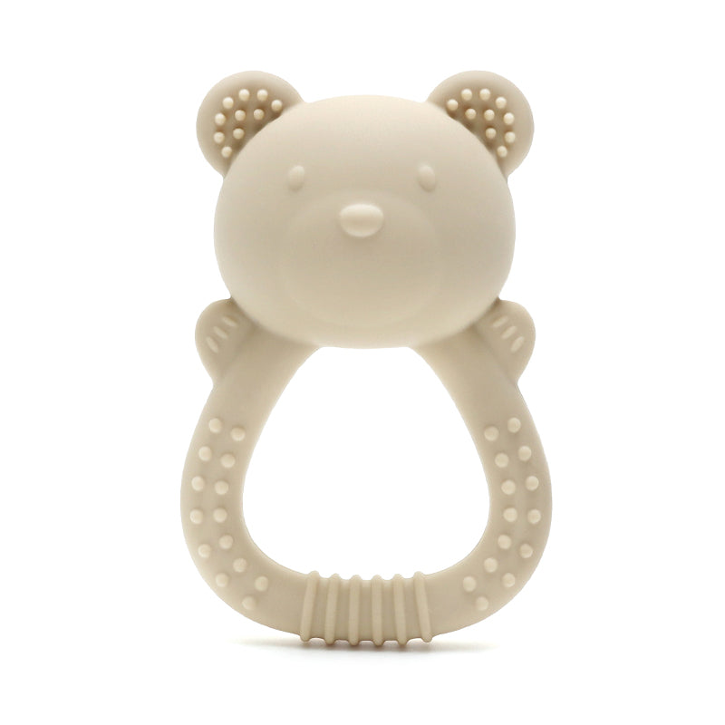 Siliconen Rammelaar Bijtring Beer - Beige