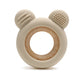 Siliconen bijtring beer met beukenhouten ring – baby bijtspeeltje - Beige
