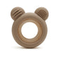 Siliconen bijtring beer met beukenhouten ring – baby bijtspeeltje - Zand