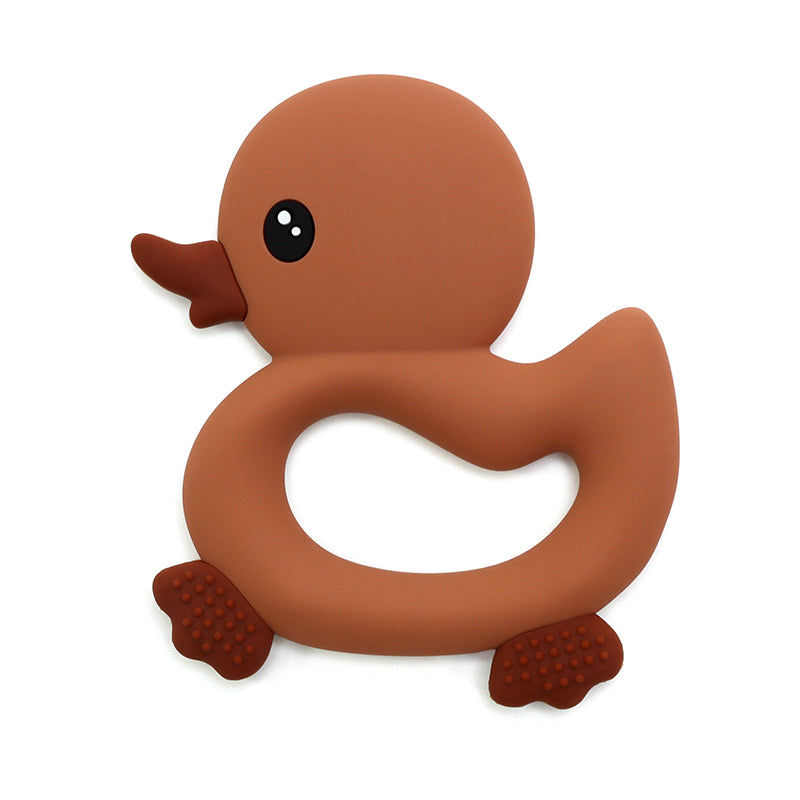 Siliconen Bijtring Eend - Bruin
