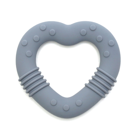 Siliconen Bijtring Hart - Grijsblauw