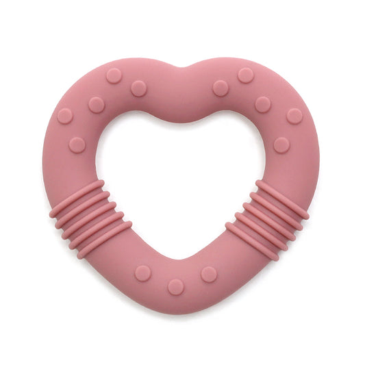 Siliconen Bijtring Hart - Poederroze