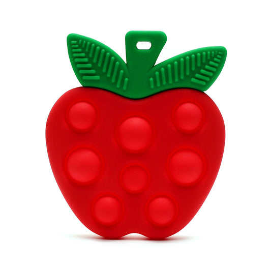 Siliconen Bijtring met Pop-it Aardbei - Rood
