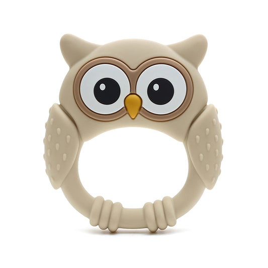 Siliconen Bijtring Uil - Beige