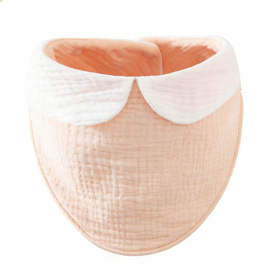 3-laags Hydrofiele Slabber / Kwijlslab met schattig kraagje - Beige