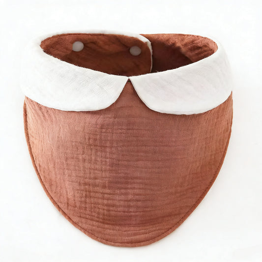 3-laags Hydrofiele Slabber / Kwijlslab met schattig kraagje - Terracotta