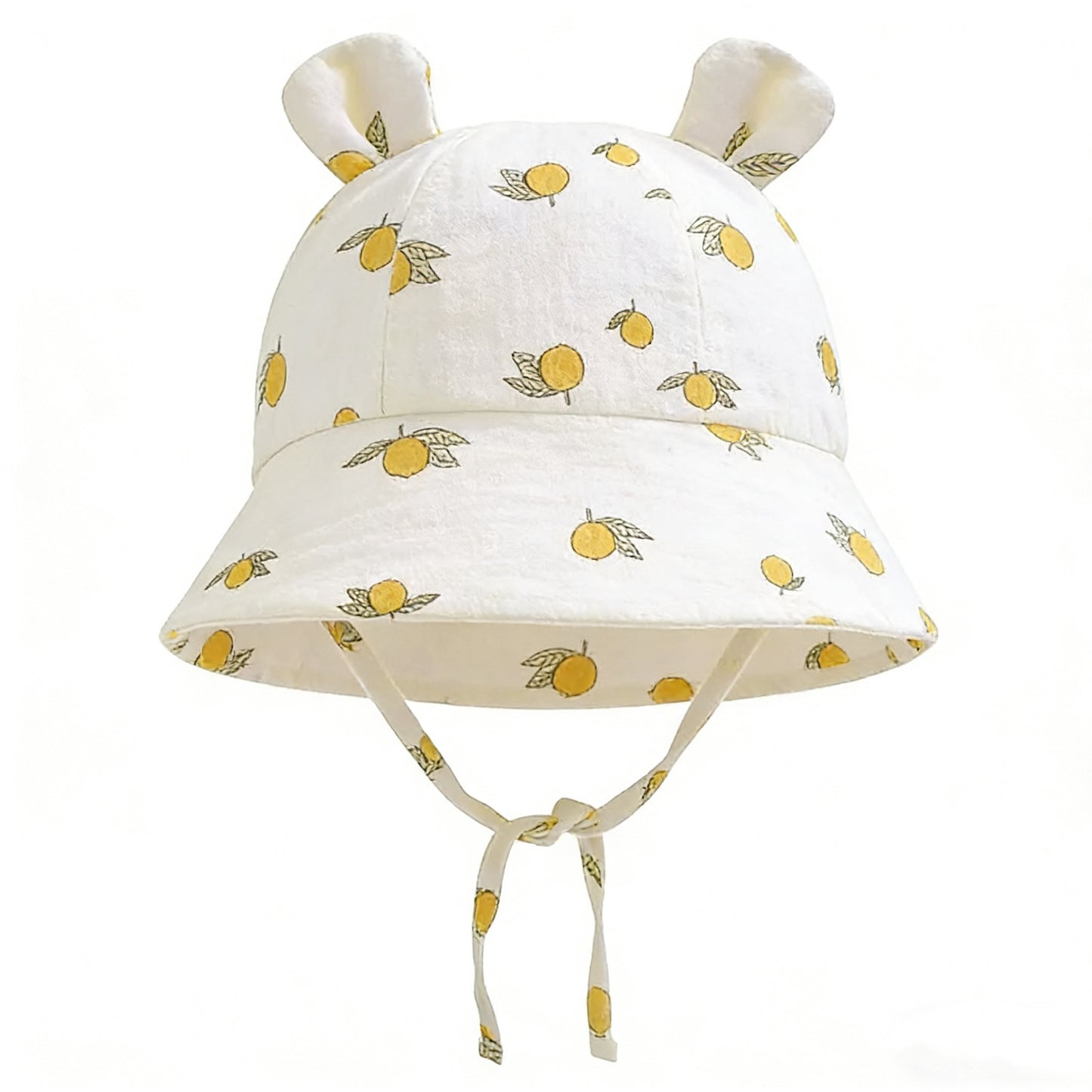 Hydrofiel baby zonnehoedje met oortjes – verstelbaar | Citroenen print