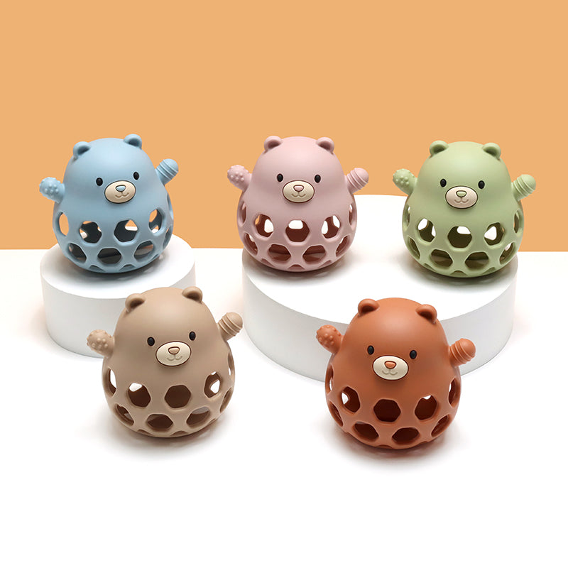 Siliconen Motoriekbal Beer - Zand