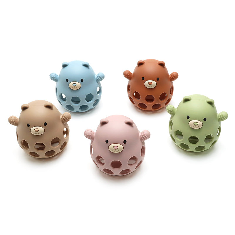 Siliconen Motoriekbal Beer - Zand