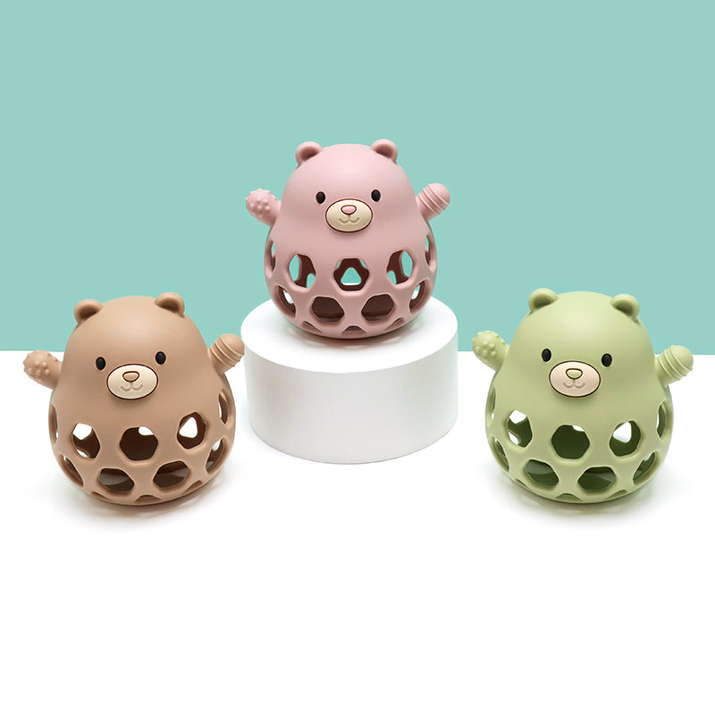 Siliconen Motoriekbal Beer - Zand