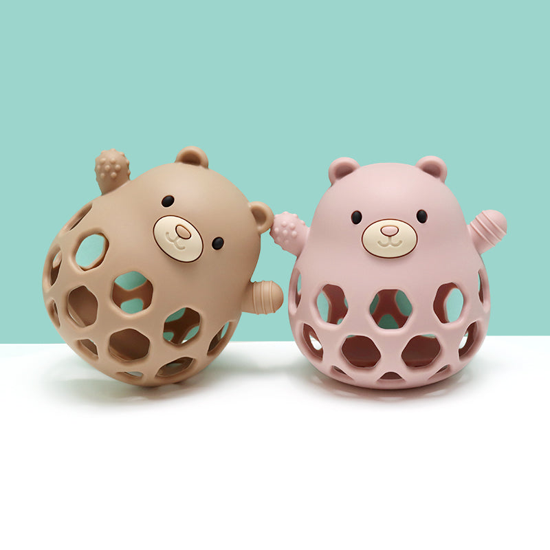 Siliconen Motoriekbal Beer - Zand