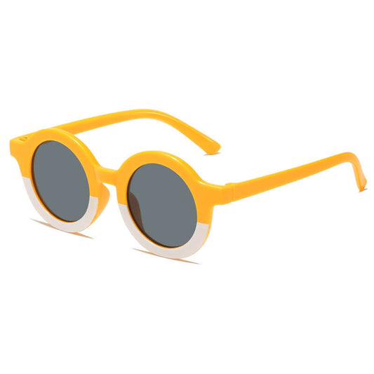 Baby- en kinder zonnebril UV400 rond - Okergeel / Wit