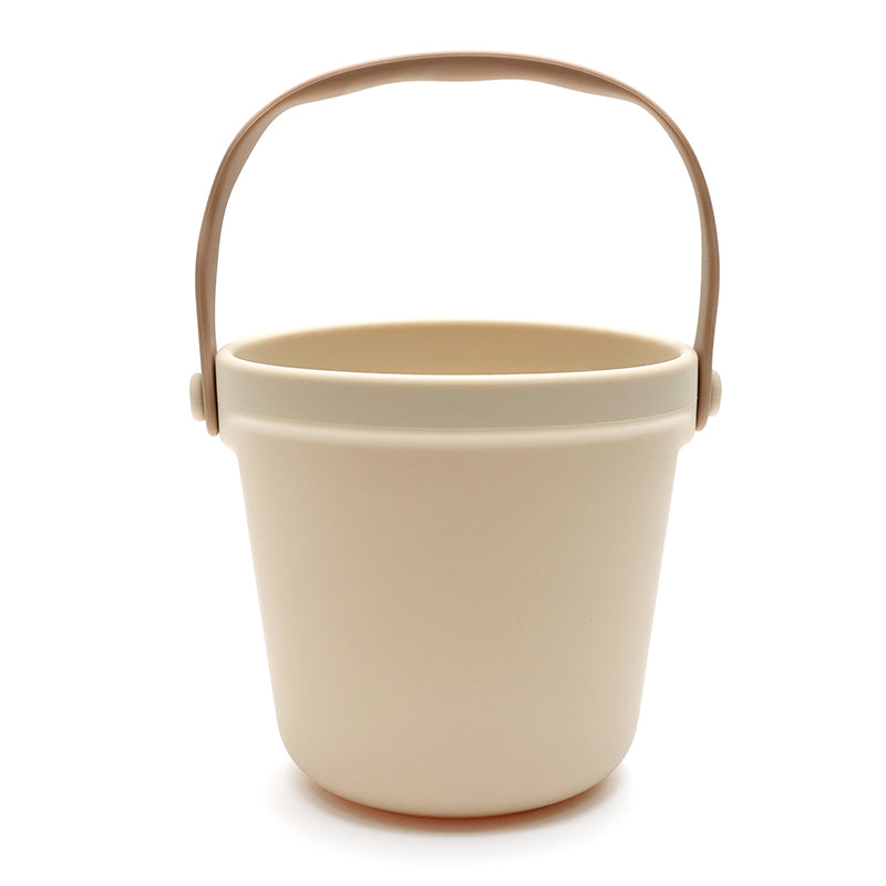 Siliconen emmer met gieter, schep en vormpjes - Beige
