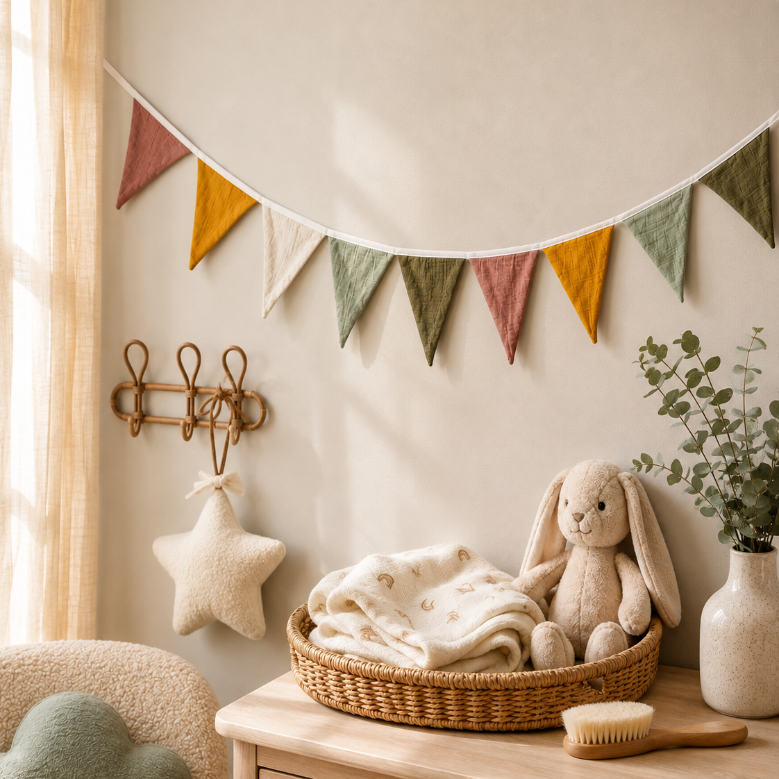 Hydrofiele Vlaggenlijn Herfst Kleuren – 2,5 meter | Babykamer & Kinderkamer Decoratie