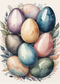 Wenskaart Vrolijk Pasen - Paaseieren pastel