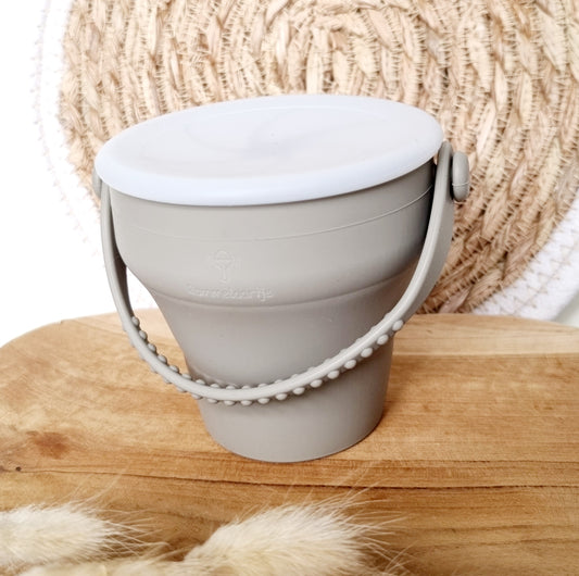 Siliconen opvouwbare snack cup met deksel - Salie