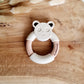 Siliconen bijtring Pandabeer met houten ring - Beige