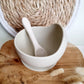 Siliconen kom met zuignap en lepel - Beige