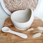 Siliconen kom met zuignap en lepel - Beige