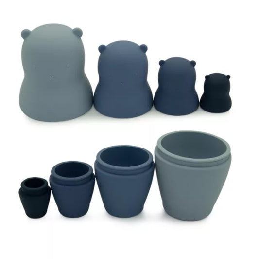 Siliconen matroesjka popjes Beer - Blauw