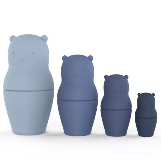 Siliconen matroesjka popjes Beer - Blauw